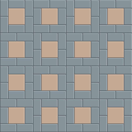3D brick pavement tile floor seamless pattern for decoration and design. vector illustrationのイラスト素材