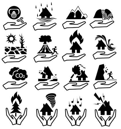 insurance natural disaster icon setのイラスト素材