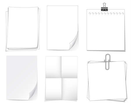 Notebook paper and sheet isolate on white background for memo, vector setのイラスト素材