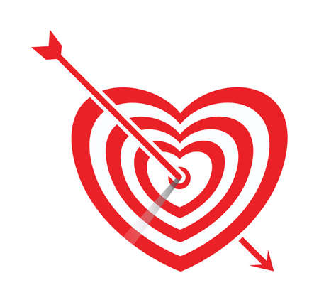 arrow impale on goal heart, mission love complete conceptのイラスト素材