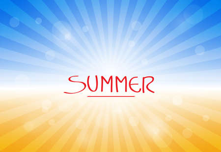 summer background with sunlight blue sky and orange sunny, illustration, vector