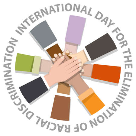 International day for the elimination of racial discrimination with many hand holding aroundのイラスト素材
