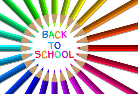 Back to school with colorful pencils on white backgroundのイラスト素材