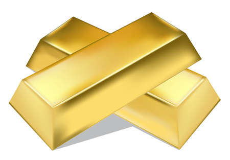 Gold bar vector on white backgroundのイラスト素材