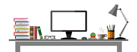 Office table front view, vector designのイラスト素材