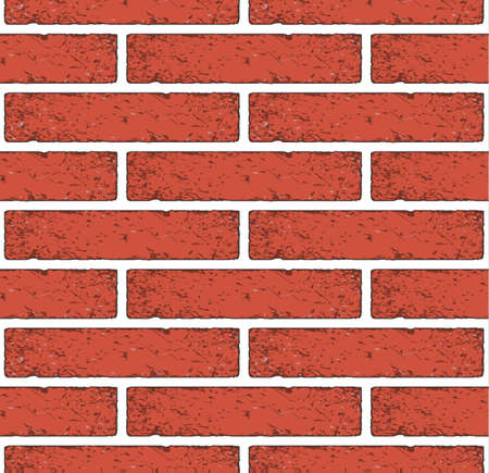 Ancient red brick wall texture, vector background seamlessのイラスト素材