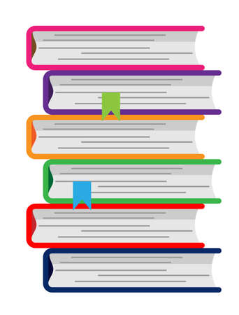 Colorful pile of books on white background, vectorのイラスト素材
