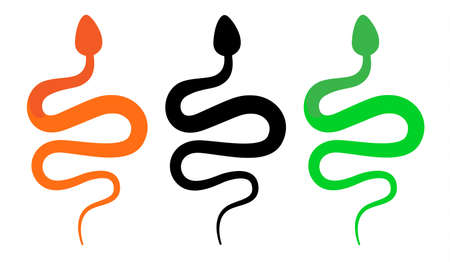 snake sign icon with green and orange vector color