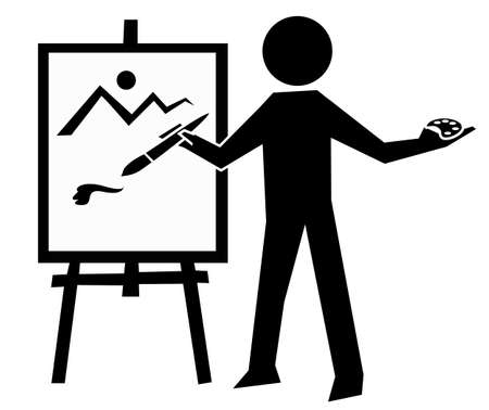 artist sign icon, simple drawing man, vectorのイラスト素材