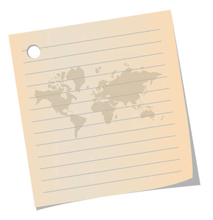 world map on old note paper and space for textのイラスト素材