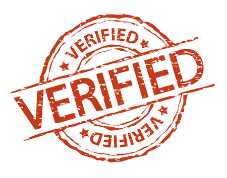 red vintage verified stamp, retro vector style on white backgroundのイラスト素材