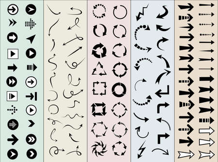 arrow sign vector set, button, hand draw, reload, refresh, recycle, connect and direction,...