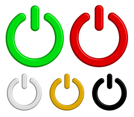 3D power switch sign, button set on white background