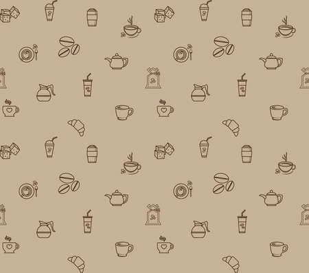 coffee icon set pattern seamless, vector design for paper decorate backgroundのイラスト素材