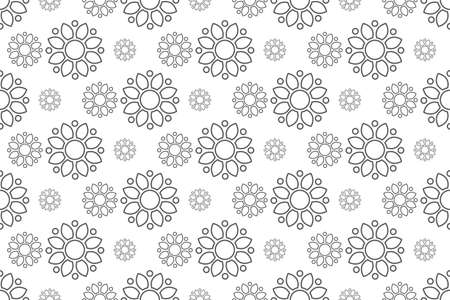 outline floral pattern seamless, flora vector illustration backdropのイラスト素材