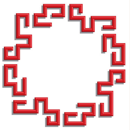 3D chinese pattern frame, red vector illustration design for art decoration, interior, texture and backgroundのイラスト素材