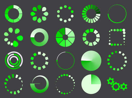 green loading sign icon set for internet upload and download symbol