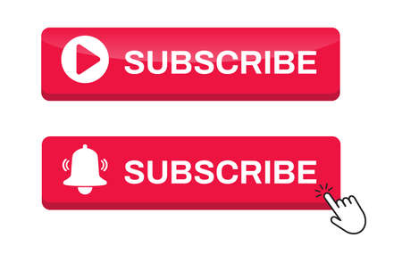 Subscribe button icon. Click button with hand icon. Vector illustration.のイラスト素材