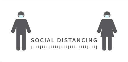 Social distancing icon. Keep the 1-2 meter distance. Coronovirus epidemic protective. New normal...