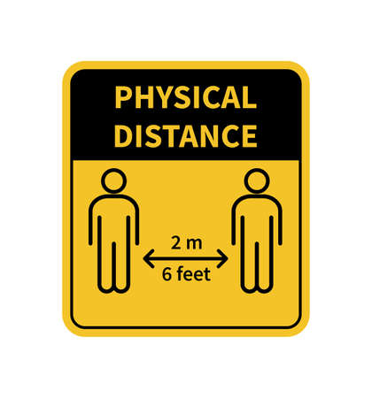 Physical Distance sign. Keep the 2 meter distance. Coronovirus epidemic protective. Vector illustrationのイラスト素材