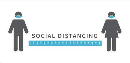 Social distancing icon. Keep the 1-2 meter distance. Coronovirus epidemic protective. Vector illustrationのイラスト素材