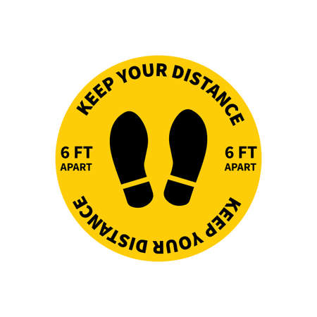 Social distancing. Footprint sign. Keep the 2 meter distance. Coronovirus epidemic protective. Vector illustrationのイラスト素材