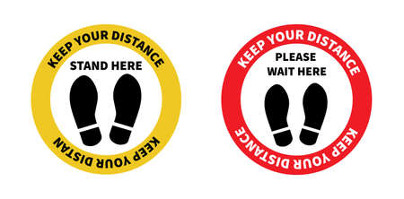 Social distancing. Footprint sign. Keep the 2 meter distance. Coronovirus epidemic protective. Vector illustrationのイラスト素材