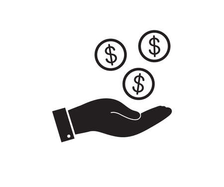 Dollar in hand icon. Save money icon. Vector illustration.のイラスト素材