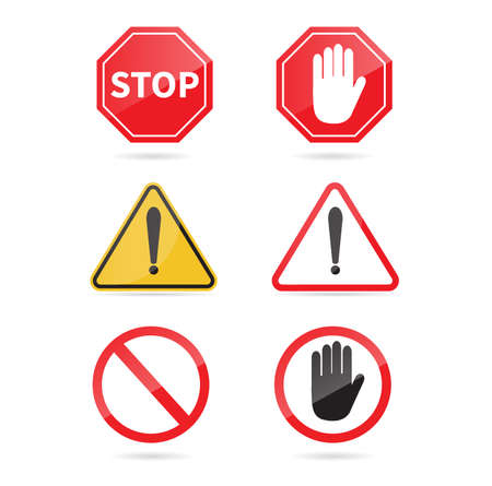 Traffic sign stop set. Warning sign. Vector illustration. on white backgroundのイラスト素材