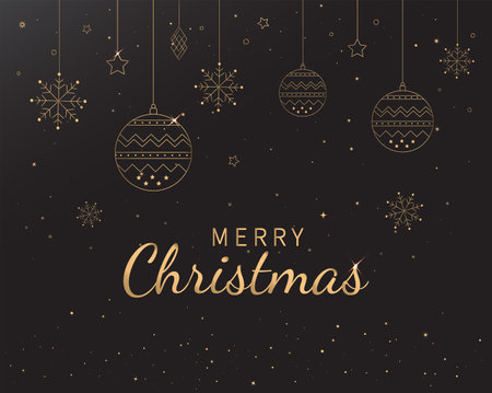 Merry christmas background design with snowflake, star golden. Vector illustrationのイラスト素材