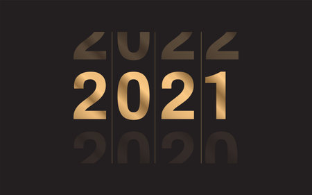 Happy New Year 2021 elegant design on Black background. Golden 2021 numbers. Vector illustration.のイラスト素材