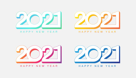 Happy new year 2021 banner set. Vector illustrationのイラスト素材