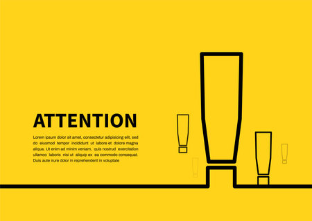 Attention sign icon on red background. Exclamation mark. Vector illustrationのイラスト素材