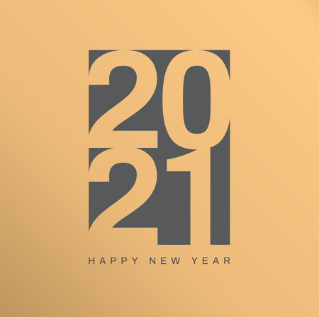 Happy new year 2021 on Gold background. Vector illustration.のイラスト素材