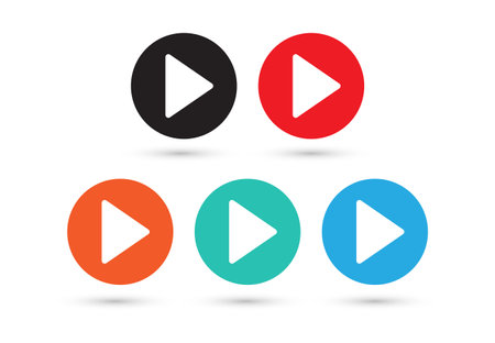 Play button icon isolated on white background. Vector illustration.のイラスト素材