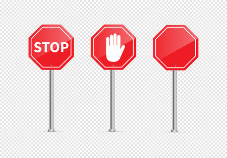 Traffic sign stop isolated on transparent background. Vector illustration.のイラスト素材
