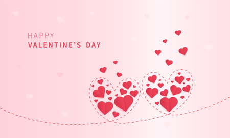 Happy Valentine's Day greeting card with paper cut hearts. Copy with space for text. Design for banners, flyers, postcards. Vector illustrationのイラスト素材