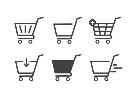 Shopping cart icon. Fast Shopping cart icon isolated on white background. Flat design. Vector illustration.のイラスト素材