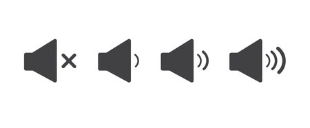 Set of volume icons. Mute button speaker isolated on white background. Flat design. Vector illustration.のイラスト素材