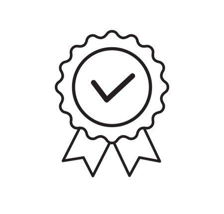 Quality certificate icon isolated on white background. Rosette icon Flat style. Vector illustrationのイラスト素材