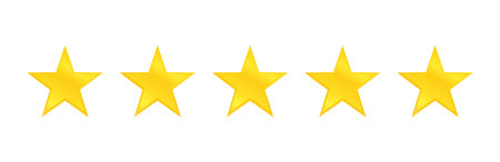 Five stars quality icon isolated on white background. Stars rating review icon for website and...