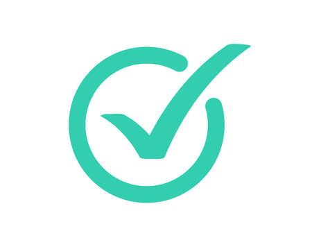 Check mark icon isolated on white background. Green tick, check list icon. Vector illustration.のイラスト素材