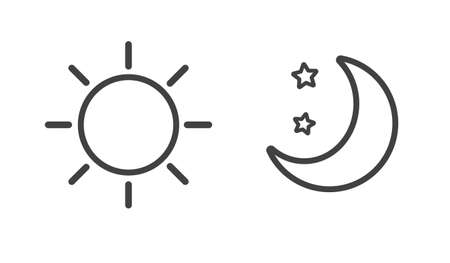 Sun and moon icon isolated on white background. Day and night. Vector illustration.のイラスト素材