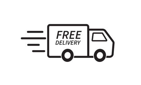 Free delivery truck icon. Fast shipping. Design for website and mobile apps. Vector illustration.のイラスト素材