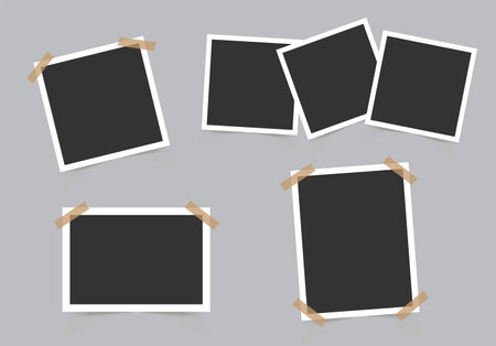 Set of photo Frames. Template for your photos isolated on gray background. Vector illustration.のイラスト素材