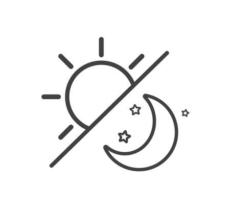 Sun and moon icon isolated on white background. Day and night. Vector illustration.のイラスト素材