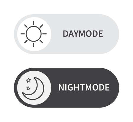 Day and night mode switch sun and moon button. Design for website and application. Vector illustration.のイラスト素材