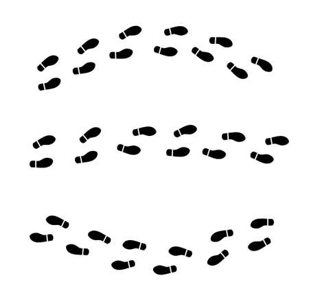 Footsteps. Set of shoeprint icon isolated on white background. Vector illustration.のイラスト素材