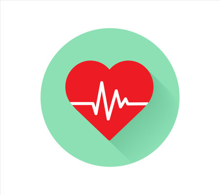 Red heartbeat icon on white background. Pulse Rate Monitor. Vector illustration.のイラスト素材