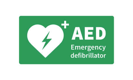 AED vector icon. Emergency defibrillator sign. Automated External Defibrillator. Vector...